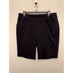 Chico's Shorts Women's Large Black Perfect Stretch Slim Short 10in Flat Front